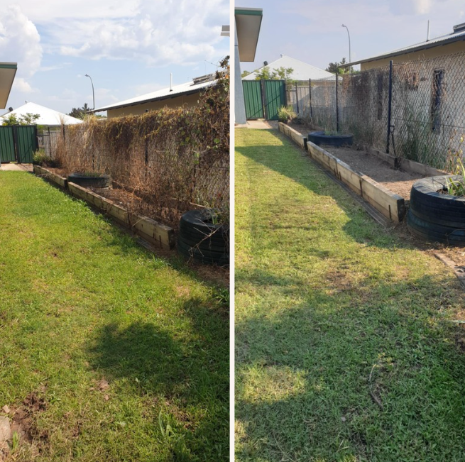 A Lush Green Lawn Before And After Image — City 2 Bush Mowing Services Darwin In Howard Springs, NT