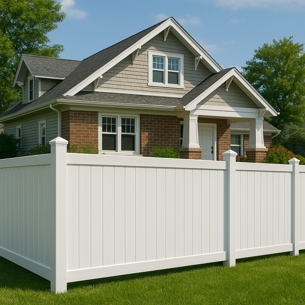 white vinyl fence