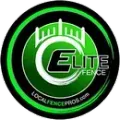 The logo for elite fence is a green circle with a castle in the middle.