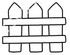 A black and white drawing of a wooden fence on a white background.
