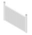 An isometric view of a white railing on a white background.