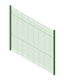 An isometric view of a green fence on a white background.