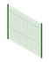 An isometric view of a wooden picket fence on a white background.