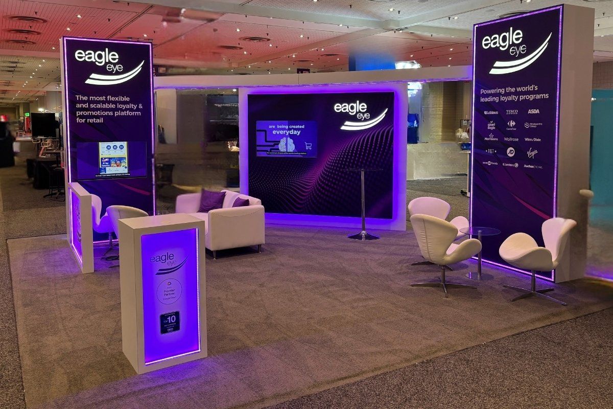 Eagle Eye modular stand at NRF New York showing retail AI solutions