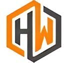 Logotipo hexagonal naranja y gris con letras H y W estilizadas