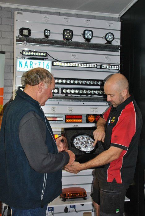 brad talking with customer