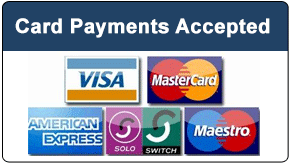 Accepted payments. We accept all Major Cards.