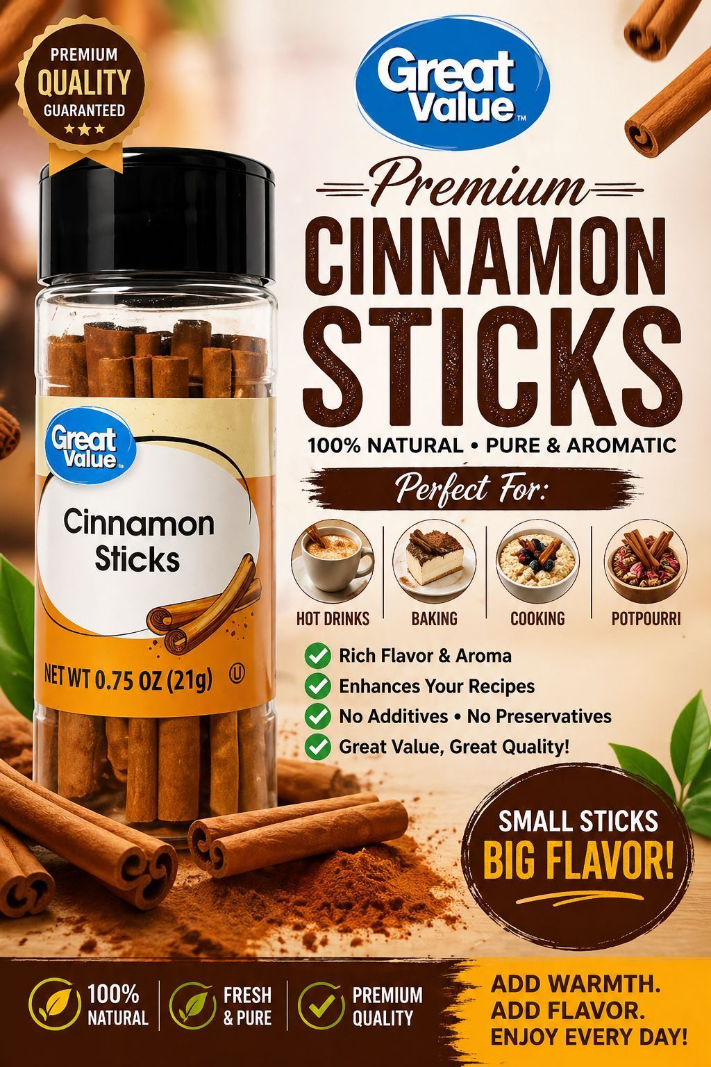 Cinnamon Sticks (Whole) – 0.75 oz (21g)