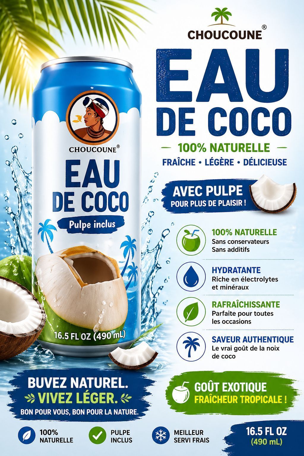 Choucoune Coconut Water with Pulp (16.57 fl oz)