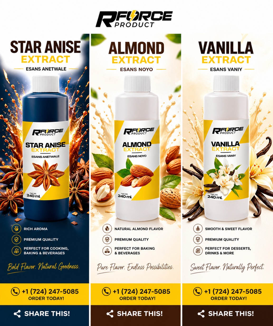 RForce Vanilla Extract – 240 ml (Esans Vaniy)