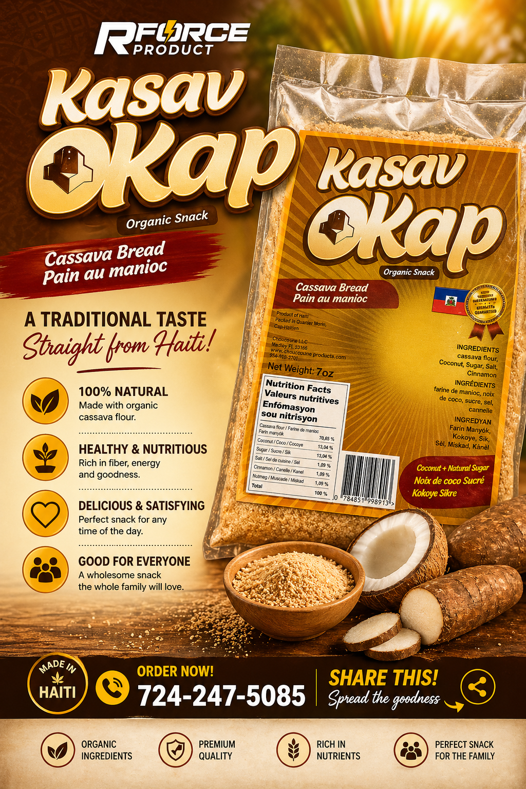 Kasav Okap – Haitian Cassava Bread (7 oz)