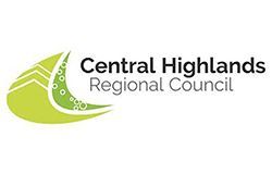 The logo for the central highlands regional council is green and white.