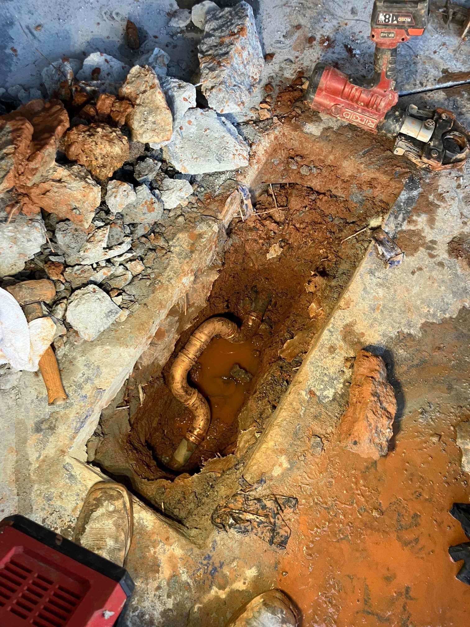 inside Fritti water line job