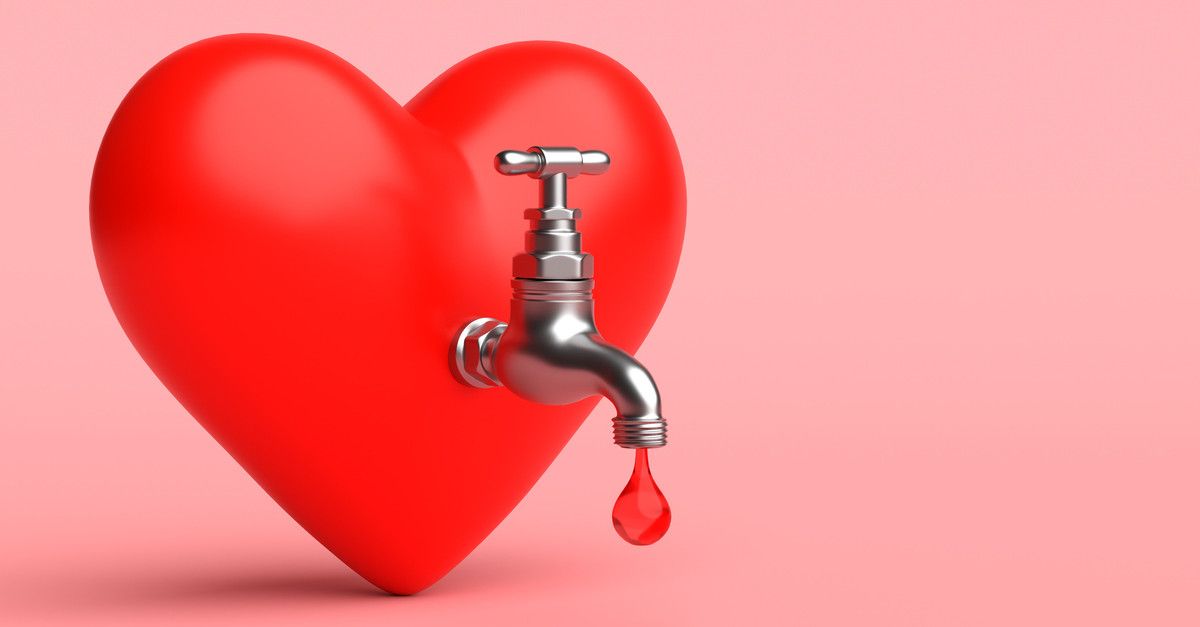 Graphic of water tap connected to a heart shape