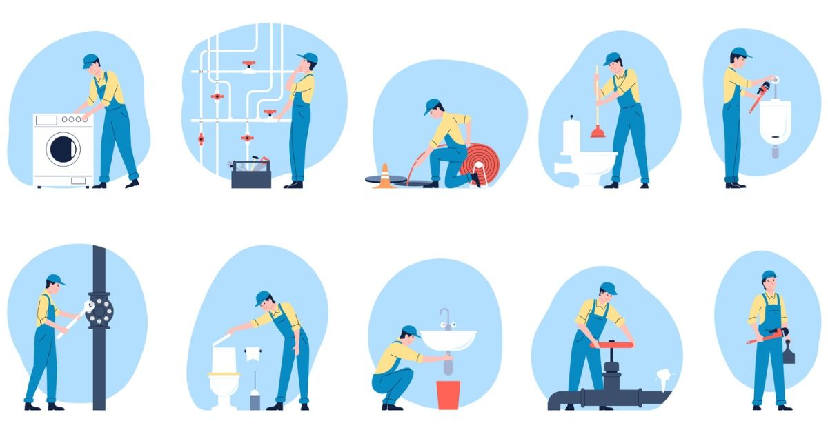 multi graphic of plumbing illustruations