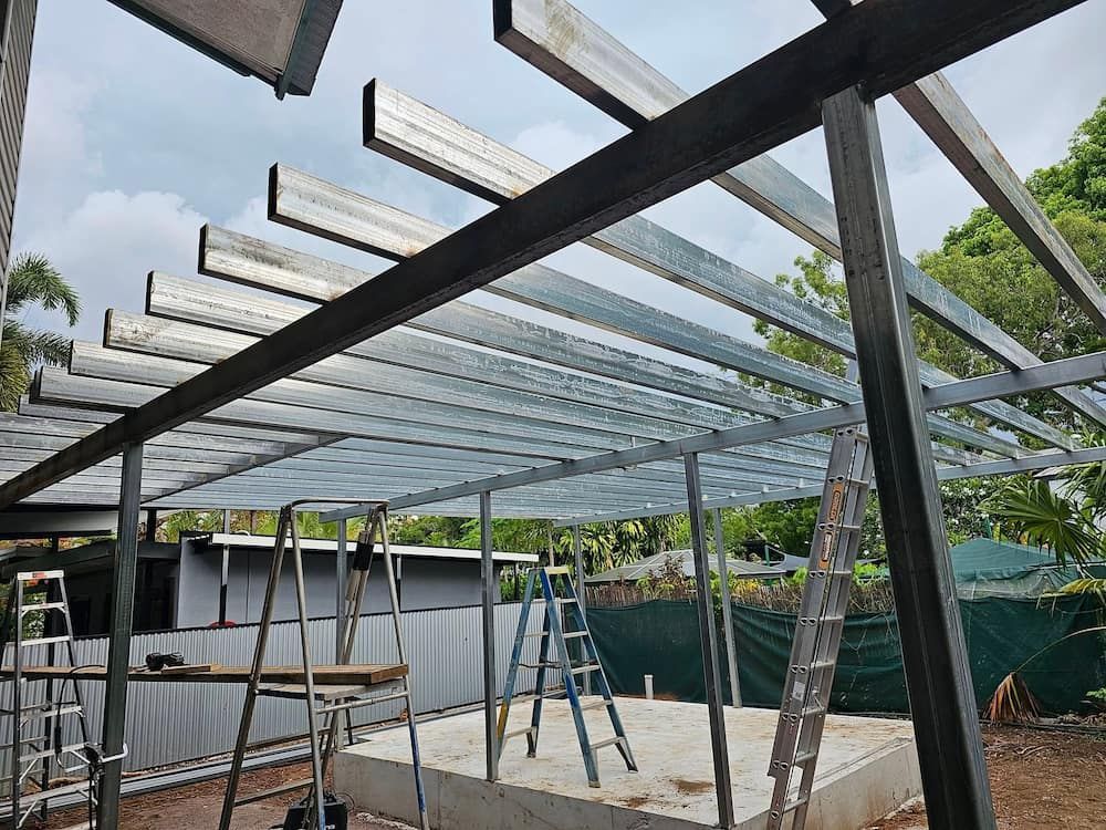 Metal Frame of a Building Under Construction — KNG Roofing And Construction in Alice Springs, NT
