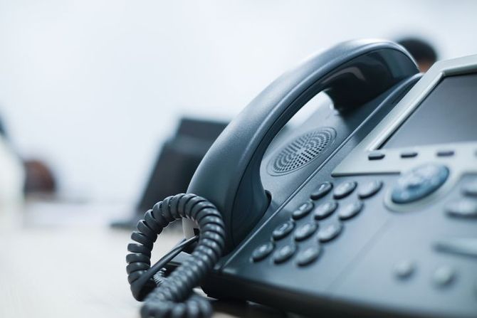 telephone devices at office desk