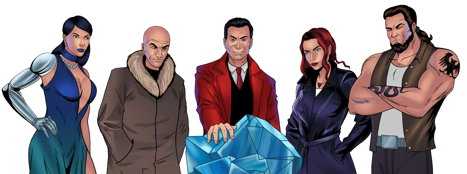 Evil Dr Zander, Cyber Lady, Kodie, Boris and Eagle at The Spy Academy