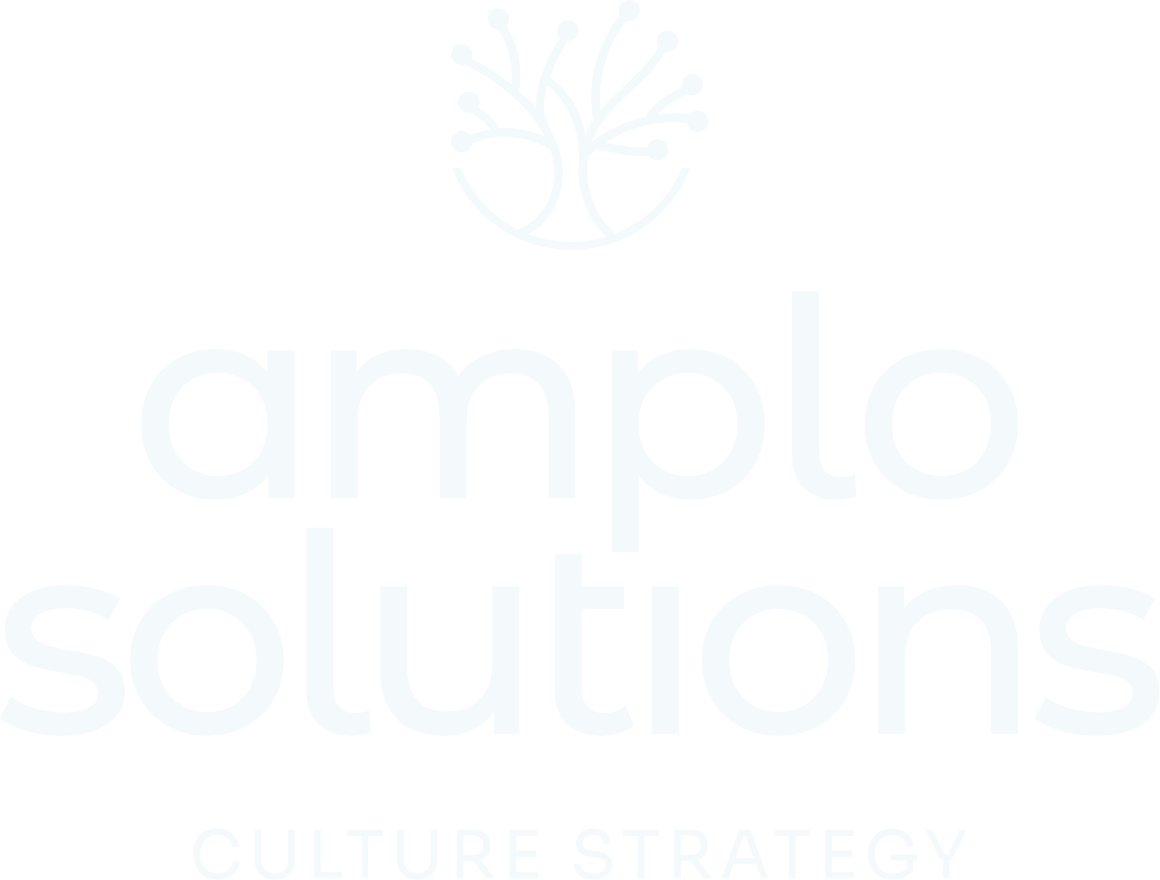 The logo for amplo solutions is a white logo with a tree in the middle.