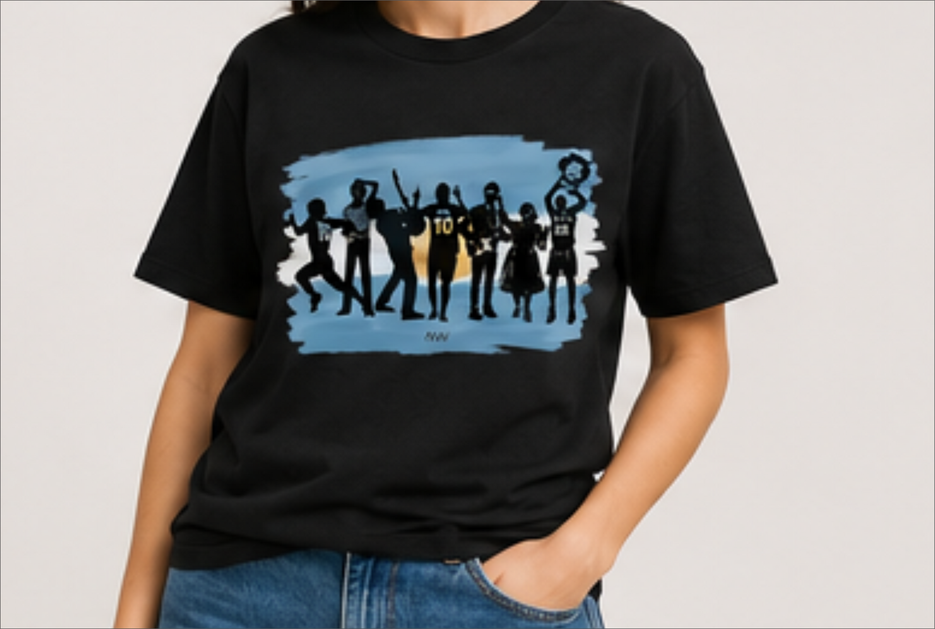 IDOLOS ARGENTINOS BASICA MUJER - NEGRO