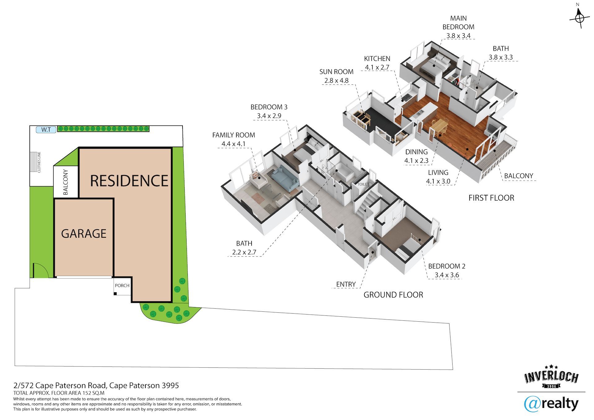 A 3d floor plan of a house with a garage and a residence.