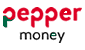 The pepper money logo is red and green on a white background.