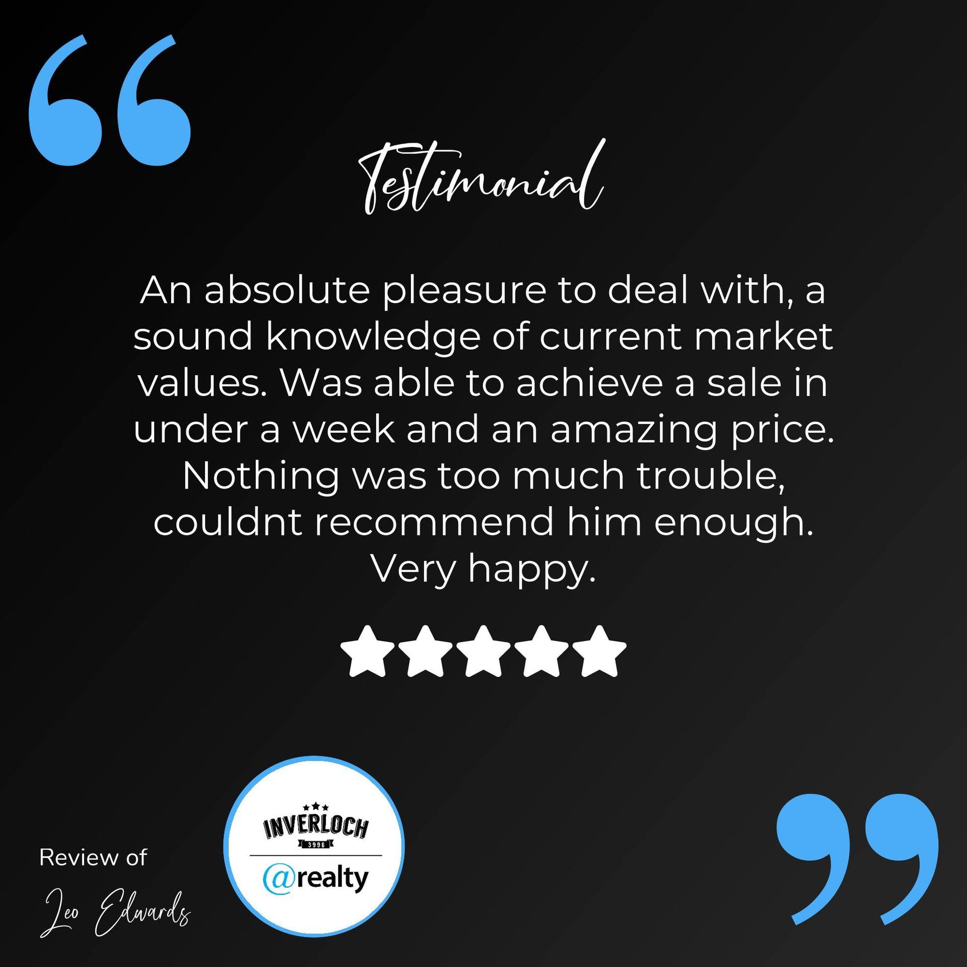 A testimonial for a real estate agent says `` an absolute pleasure to deal with a sound knowledge of current market values . ''
