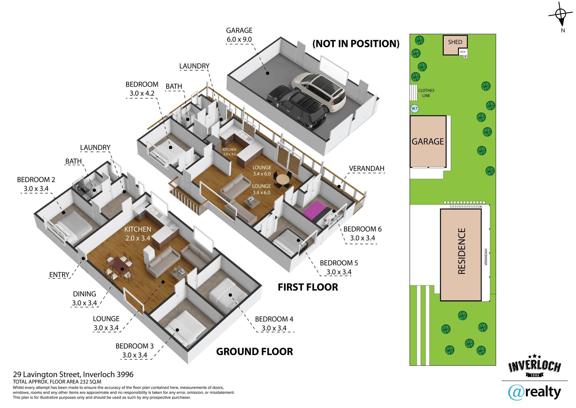 A 3d floor plan of a house with a car parked in the garage.