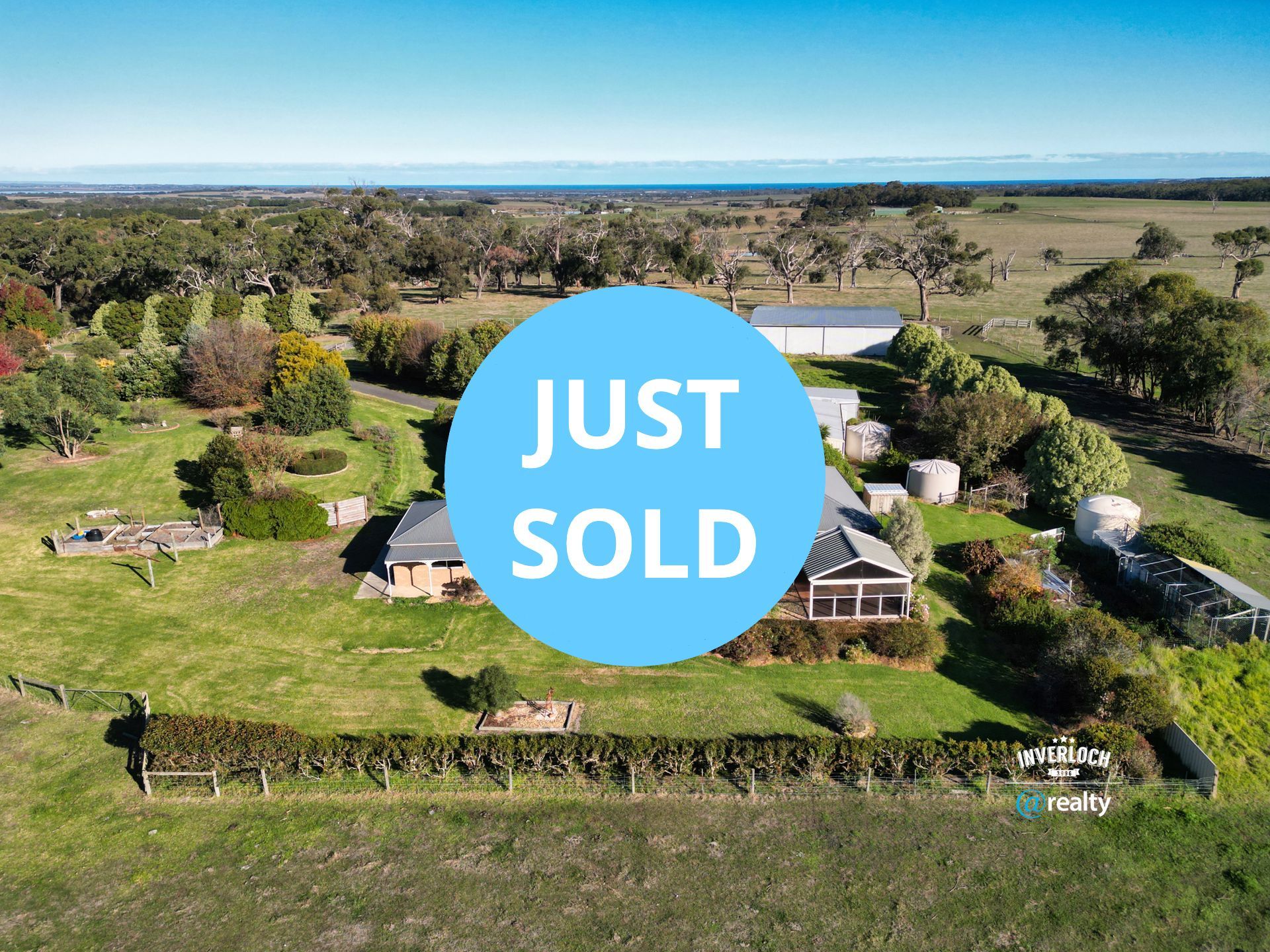An aerial view of a house that has just been sold.