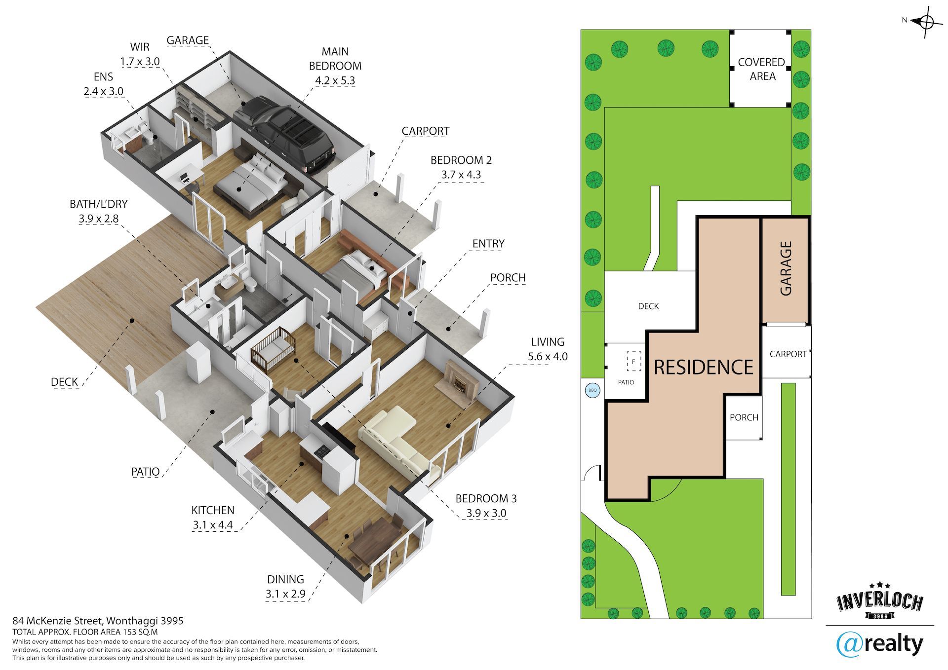 A 3d floor plan of a house with a green lawn