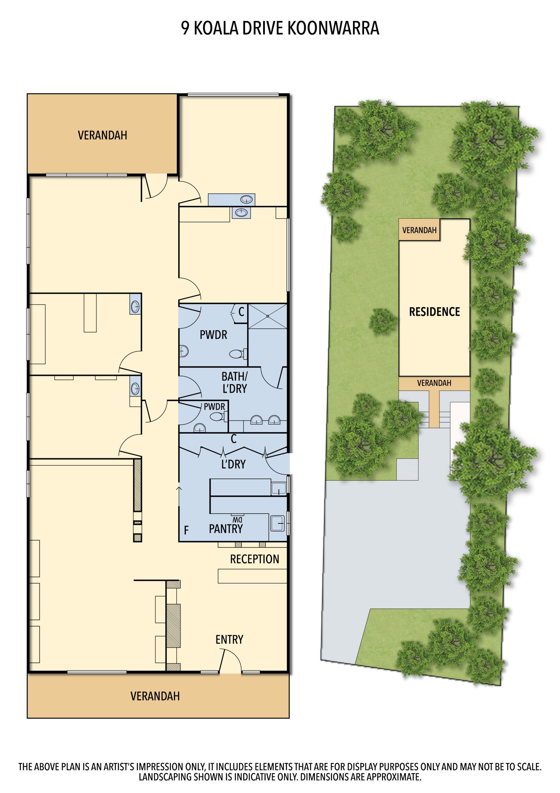 A floor plan of a house with a lot of trees