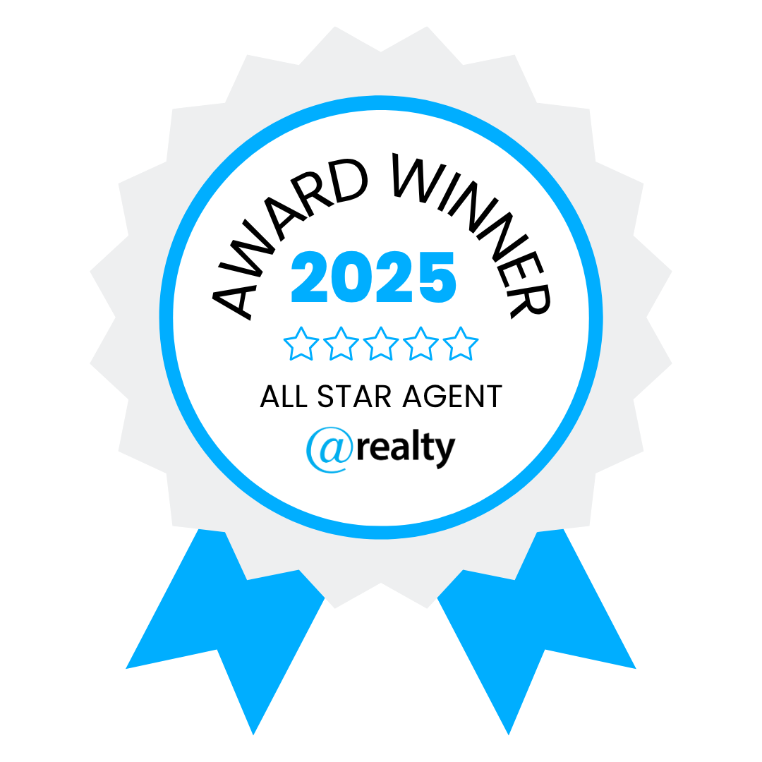 A seal that says award winner 2025 all star agent @ realty