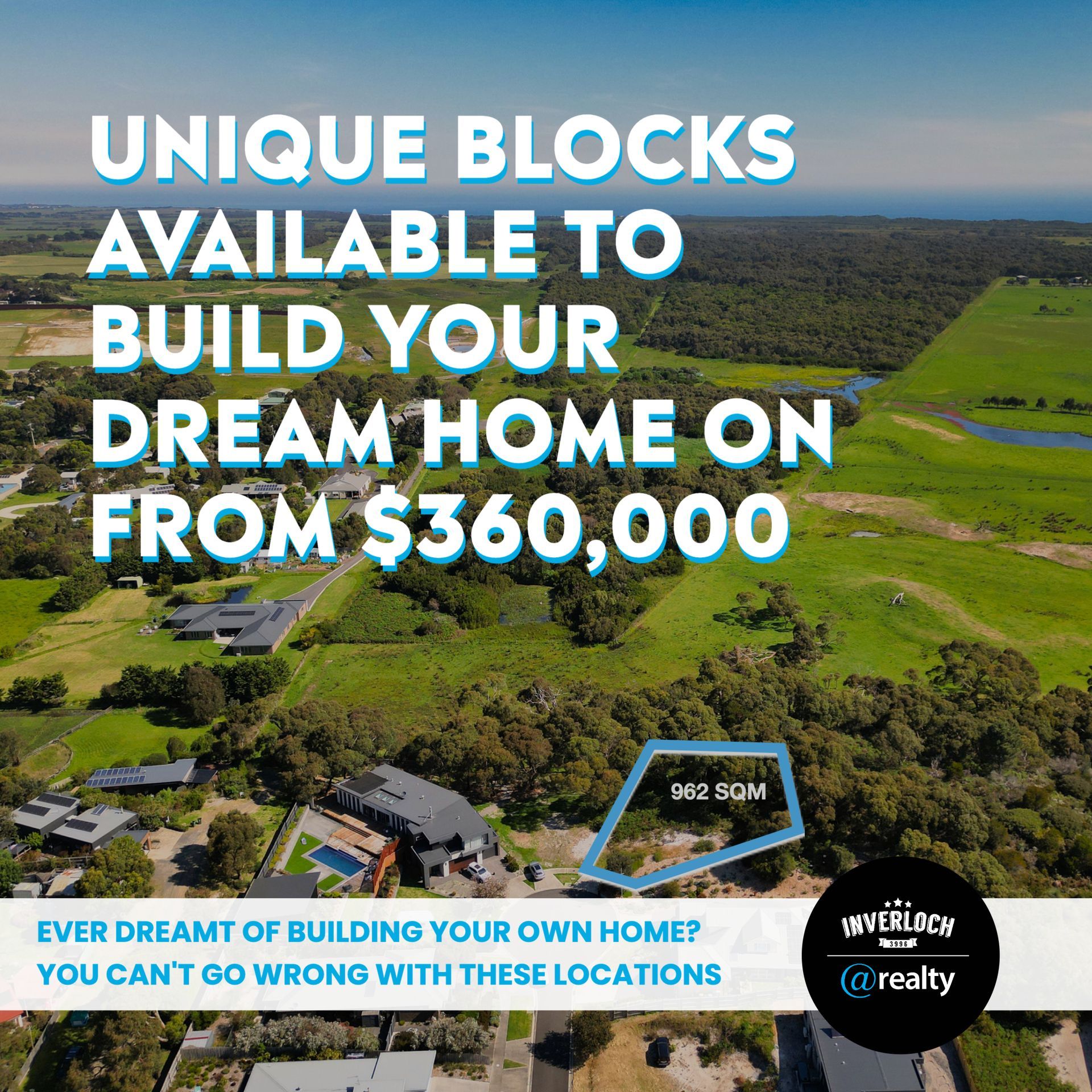 Unique blocks available to build your dream home on from $ 360,000