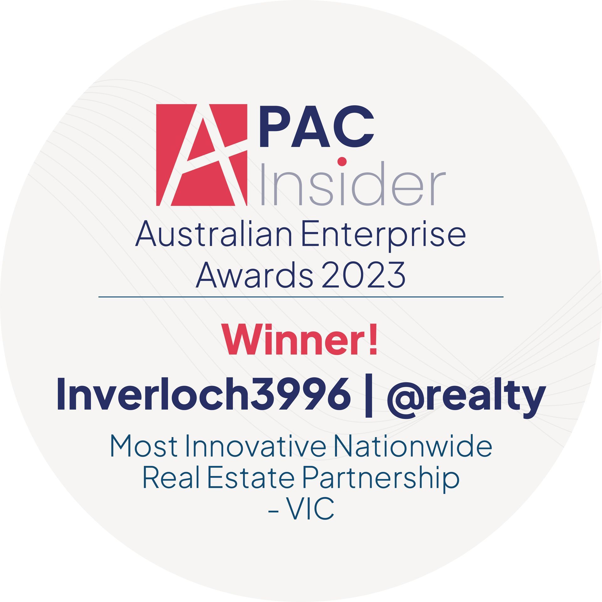 Australian enterprise awards 2023 winner ! inverloch3996 | @realty most innovative nationwide real estate partnership vic