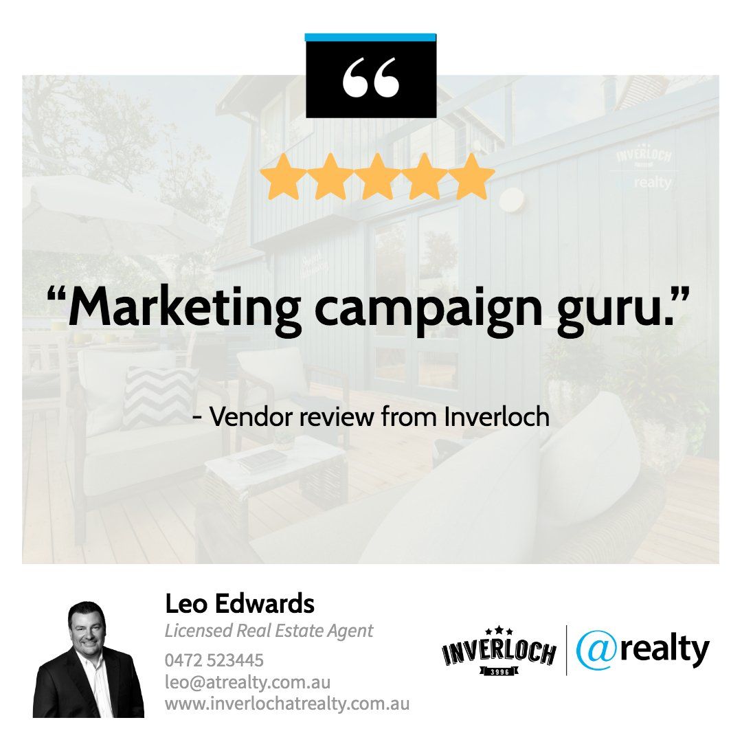 A real estate agent is giving a review of a marketing campaign guru.