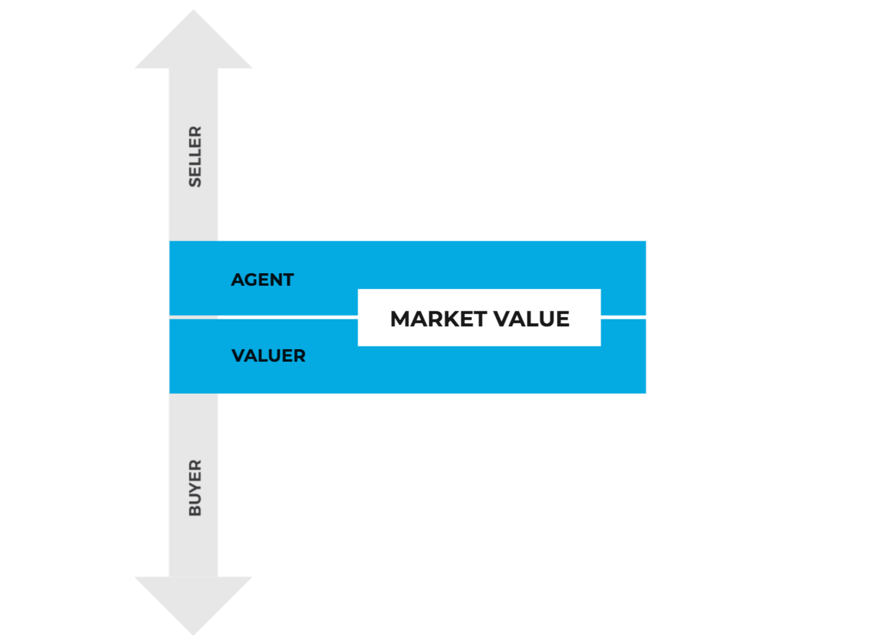 A diagram showing the market value of an agent and buyer