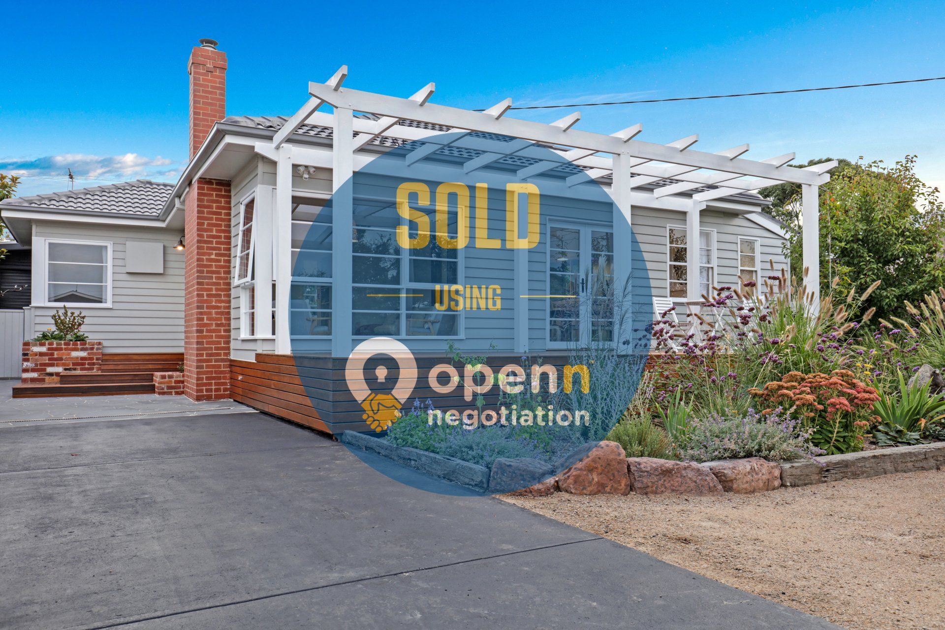 A picture of a house that has been sold.