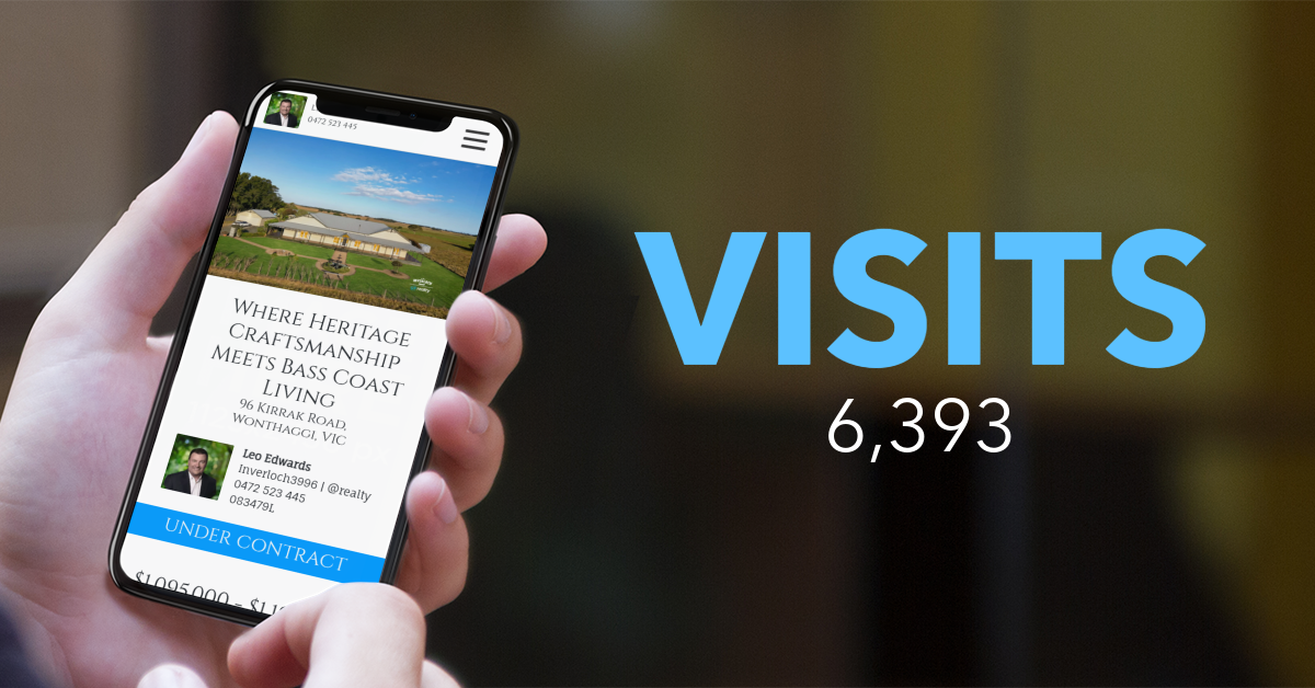 Person holding phone showing a website with 6,393 visits.