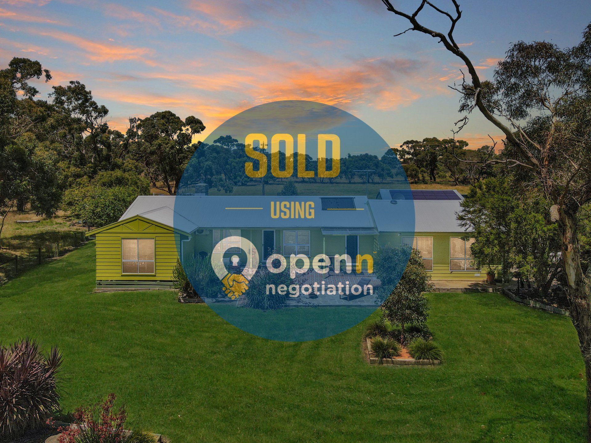 A picture of a house that has been sold using openn negotiation