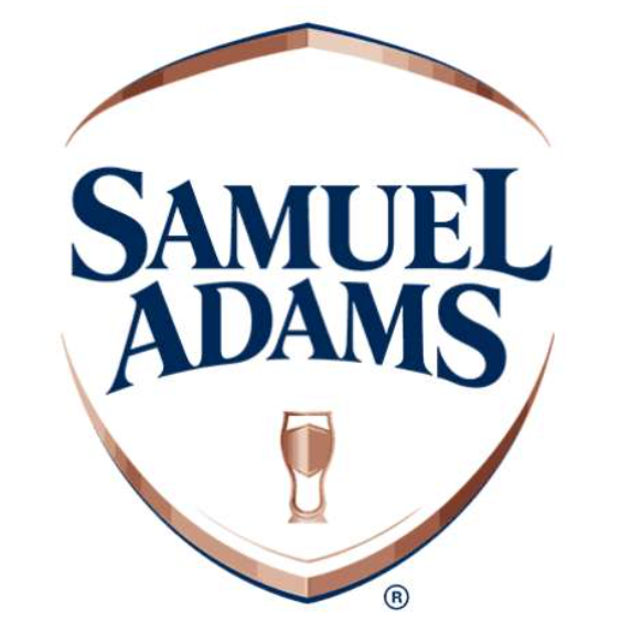 A samuel adams logo with a shield and a glass