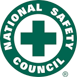 The national safety council logo is a green and white cross in a circle.