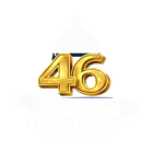 Hexagon logo with mountains, trees, and campfire in orange and blue. Company name is white.