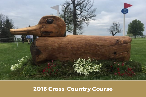 A picture of a wooden duck that says 2016 cross country course