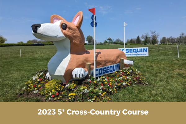 A statue of a dog with the words 2023 5 star cross-country course on the bottom