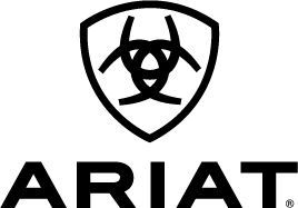 A black and white logo for ariat on a white background.