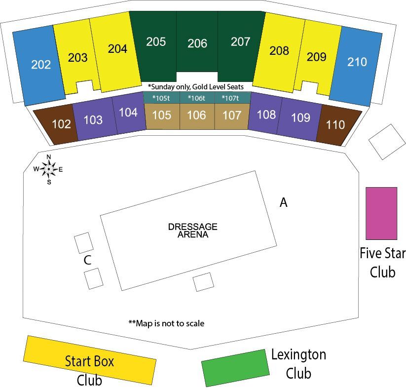 A diagram of the map of the stadium at the kentucky three day event