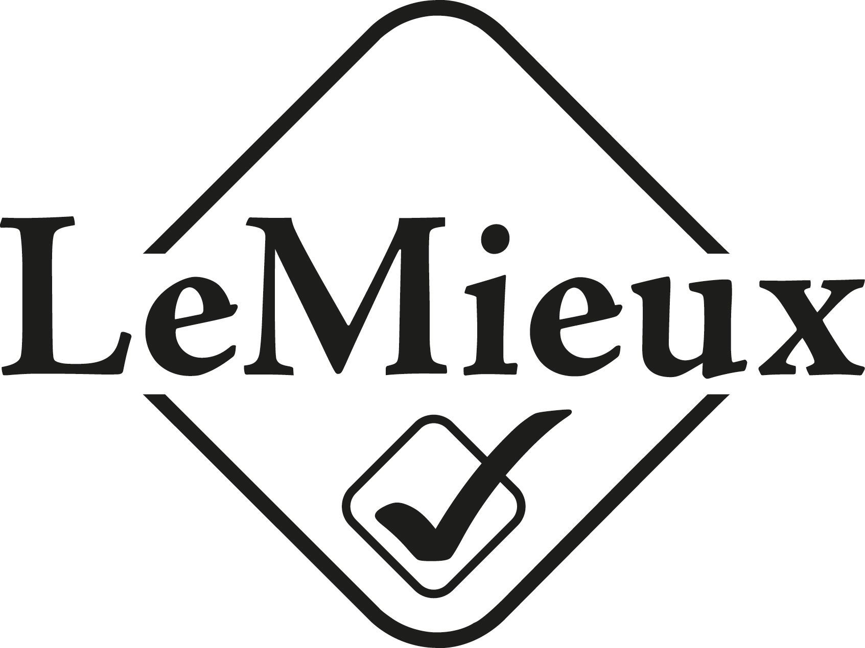 A black and white logo for le mieux on a white background.