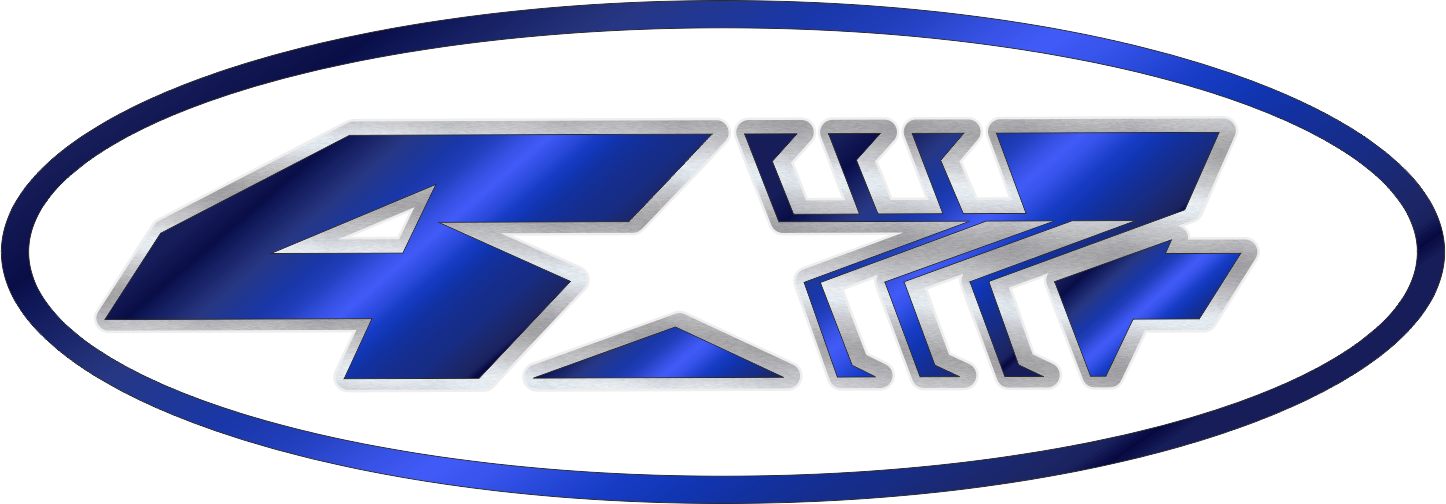 A blue and white logo for 4 star trailer padding