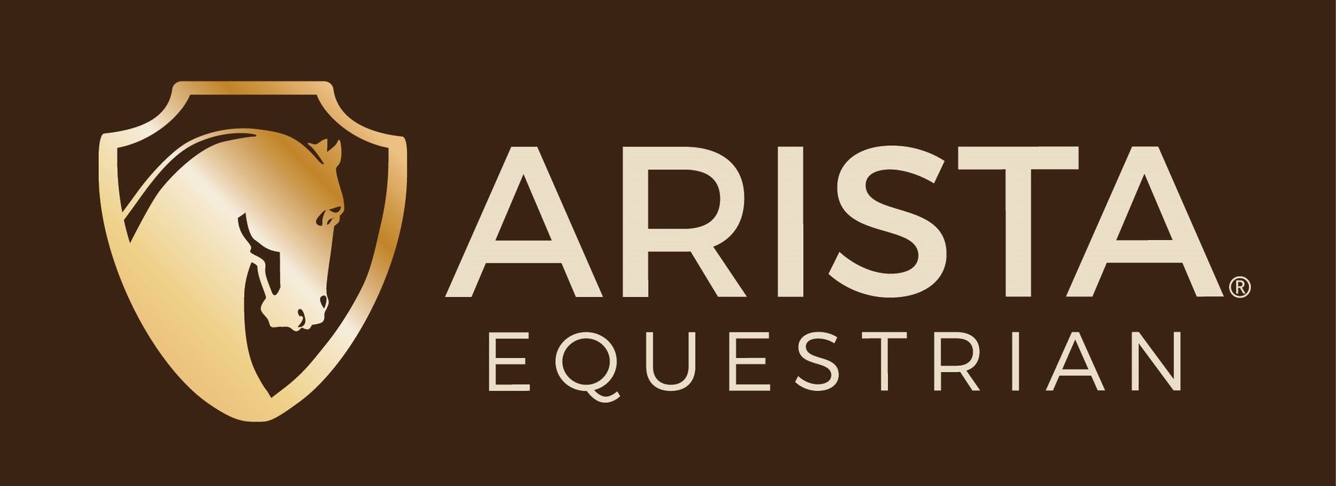 Arista equestrian logo with a horse on a shield