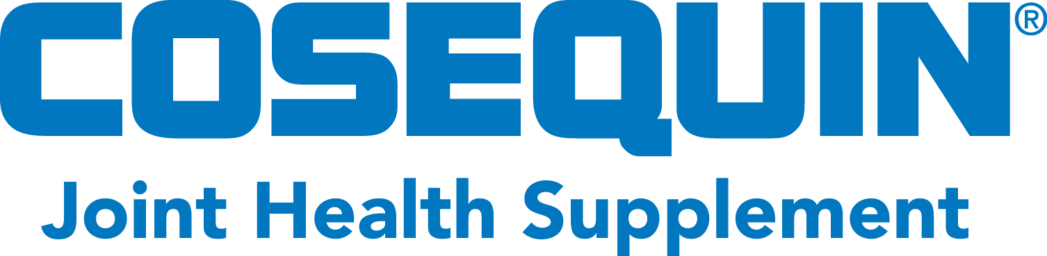 A blue and white logo for cosequin joint health supplement